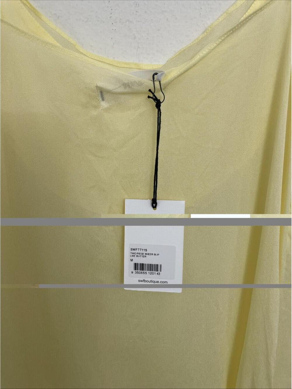 SWF  Sheer Slip long Dress Like Butter Yellow Size M  NWT $358 msrp - Picture 6 of 8